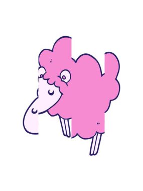 Çizgi film koyun tasarımının bölünen hareketi