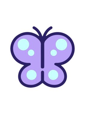 Basit ama sevimli resimli kelebeğin hareketli animasyonu