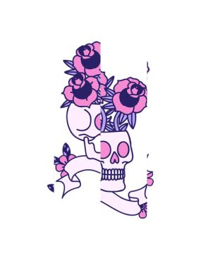 Bir kafatası ve gülün bayrağının bölünen hareketi