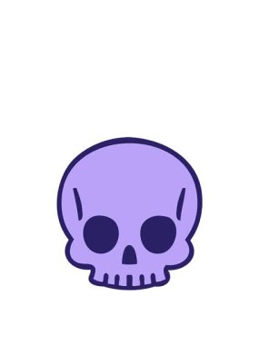 Karikatür insan kafatasının hareketli animasyonu