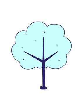 Titreyen hareketli el animasyonu çizilmiş tuhaf çizgi film ağacı