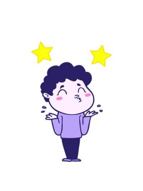 dönen yıldızlar çizgi filmdeki adamın omuz silkmesinin animasyonu