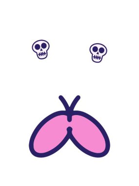 basit sevimli kelebek tasarımının kafatası animasyonu