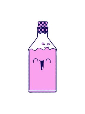 Karikatür eski meyve suyu şişesinin neon ışık efektleri