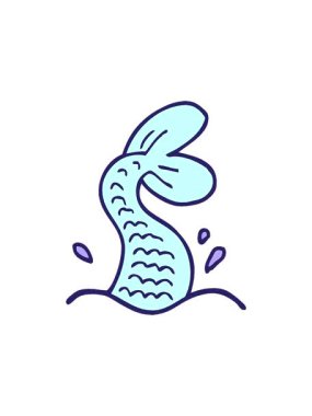 Çizgi roman tarzı denizkızı kuyruğunun hareketli animasyonu