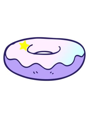 Kıvılcım saçan yıldızlar çizgi film karalaması buzlu çöreğin animasyonunu etkiler.