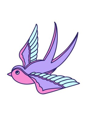 Bir kırlangıcın geleneksel retro tarzında dövmenin ışık efekti