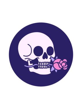 Dikkat çekici ikonik dövme tarzı bir kafatasının klasik görüntüsü.