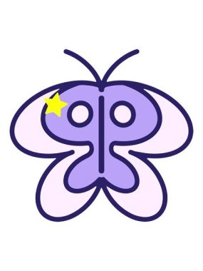 Parlayan yıldızlar basit sevimli kelebeğin animasyonunu etkiler.