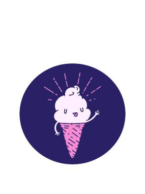 Dövme stili bir dondurma karakterinin animasyonu sallanıyor