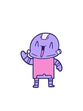 Çizgi film androidinin yanıp sönen radyal çizgileri