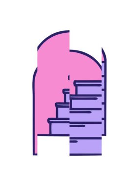 Basamaklara açılan bir kapının ikonik dövme stili görüntüsü bölünmüş hareket animasyonu