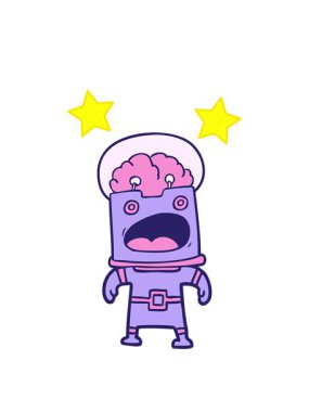 dönen yıldızlar çizgi film çizen robotun animasyonu