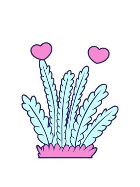 Karikatür büyüyen bitkilerin dönen kalpleri.