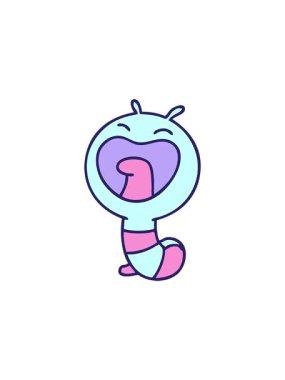 Küçük mutlu bir tırtıl solucanının radyoaktif parlayan çizgi filmi.