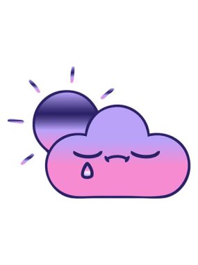 Bir fırtına bulutu ve güneş karikatürünün gradyan gölgeli animasyonunu çalıştır