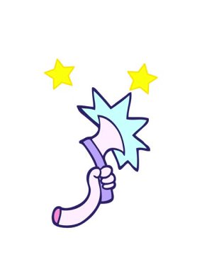 dönen yıldız animasyonu el çizimi karikatür tarzı baltayla çizilmiş kol