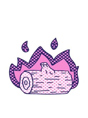 Çizgi roman tarzı tuhaf kamp ateşinin hareketli animasyonu