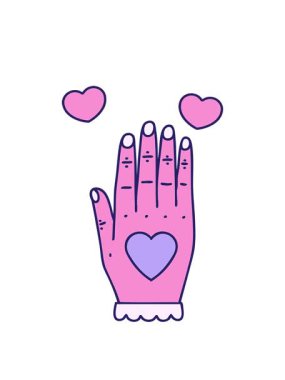 Dövme stili elin dönen kalp animasyonu