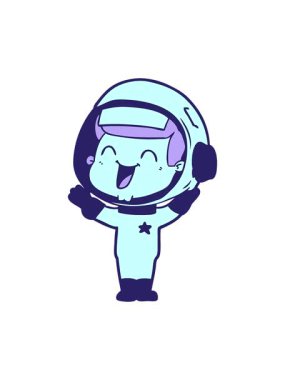 Mutlu karikatür astronot imajının basınçlı animasyonu