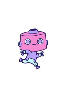 Çizgi film android görüntüsünün yatay titreşimli animasyonu