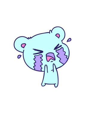 Dikkatle dikkatle dikkatle izleyip, ağlayan şirin bir ayının karikatürünü çiziyorum.