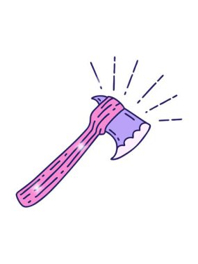 Geleneksel dövme stili baltanın parıltı etkisi