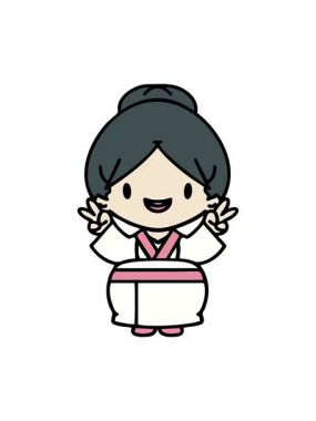 Evliliği kutlayan mutlu Japon gelinin baskısı.