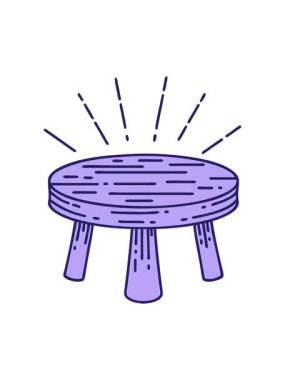 Geleneksel dövme stili ahşap dışkı çiziminin basınçlı canlandırması