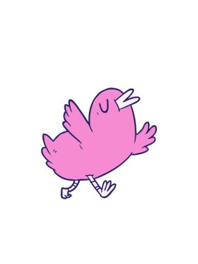 Çizgi film mutlu kuş görüntüsünün yanıp sönen radyal çizgileri.