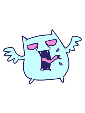 Şirin, korkunç kawaii yarasasının serbest çizim animasyonunu çalıştır.