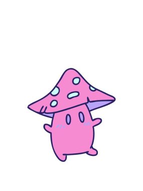 Nadir bulunan küçük bir mantar yaratığının çizgi filmini büyütüyor sonbahar rüzgarında hoplayıp zıplıyor.