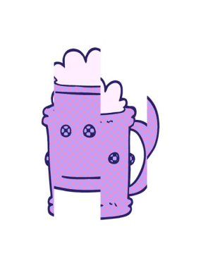 Çizgi roman tarzı bira tankardının bölünmüş hareket animasyonu