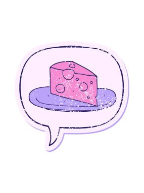 Konuşma kabarcığı çıkartmalı çizgi film peynirinin dönen hareketi