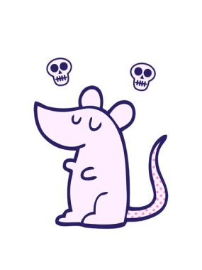 Çizgi roman tarzı çizgi film faresinin kafatası animasyonu