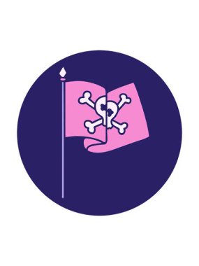 Bir korsan bayrağının ikonik dövme görüntüsünün hareketli animasyonu