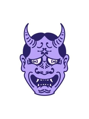 Japon tiyatro kabuki maskesinin hareketli baskısı