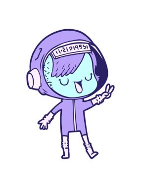 Uzay astronotu kadın tasarımının hareketli animasyonu