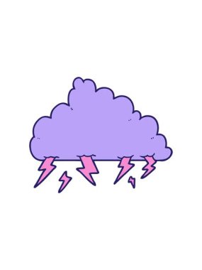 Bir gök gürültüsü bulutunun çizgi filminin hareketli animasyonu