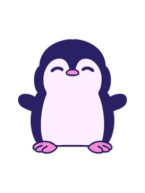 Küçük sevimli bir penguenin hareketli karikatürü.