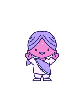 Kollarını kaldırmış mutlu Hintli kadının satış animasyonu.