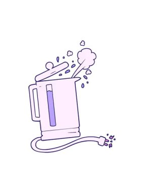 karikatür animasyonu elektrikli su ısıtıcısı kaynıyor.
