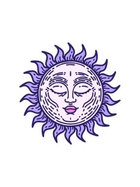 Parlayan güneşin ikonik dövme şeklindeki görüntüsünün hareketli animasyonu