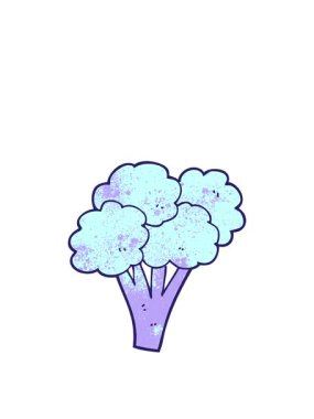 Serbest ve desenli brokoli çizgi filminin canlandırması yükselir ve yüzer