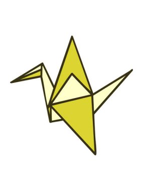 Japon katlanmış kağıt origami vincinin renk animasyonu değişiyor