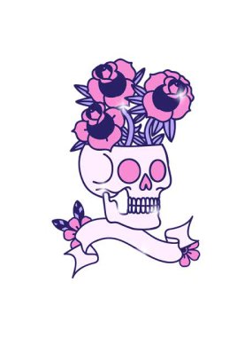 Bir kafatası ve gülün ışıltı etkisi