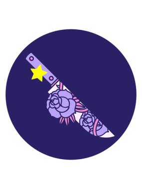 Parıldayan yıldızlar, dövme stili bir hançer ve çiçeğin animasyonunu etkiler.