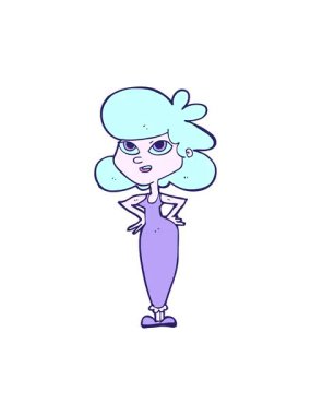 Elleri kalçasında çizgi film kızı hareketli animasyonu