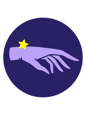 Parlayan yıldızlar, bir elin ikonik dövme şeklindeki görüntüsünün canlandırılmasını etkiler.