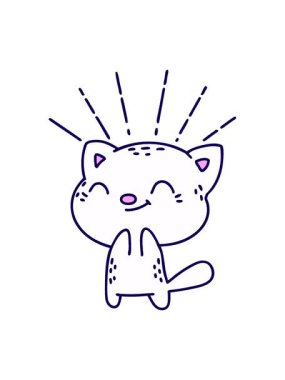 Neon ışık efektleri dövme stili mutlu kedinin animasyonu